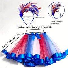 American Independence Feather Headband & Tulle Skirt Set