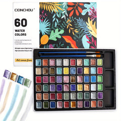 60 Watercolor Colors Set with Brush Art Supplies Travel Watercolor