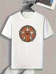 Fist & Star Print Comfy Sports T-shirt for Men