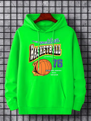 Basketball Print Hoodie Graphic Pullover Hooded Sweatshirt