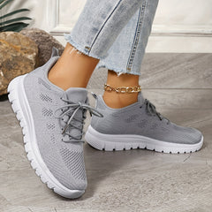 Solid Mesh Breathable Flying Woven Shoes Lightweight