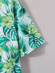 Hawaiian Tropical Leaf Print Tshirt Men's Top Short Sleeve