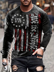 Vintage Print Men's Long Sleeve Tee Shirt for Autumn