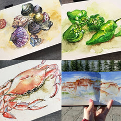 Watercolor Book Travel Hand painted Journal Student Art Painting Book