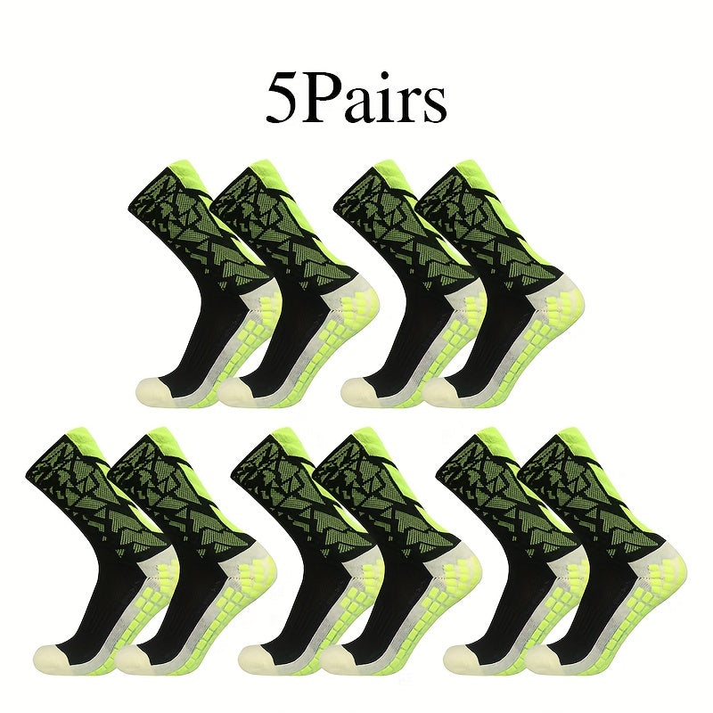 5 Pairs Camo Silicone Soccer Socks Sports Crew Socks Men Women
