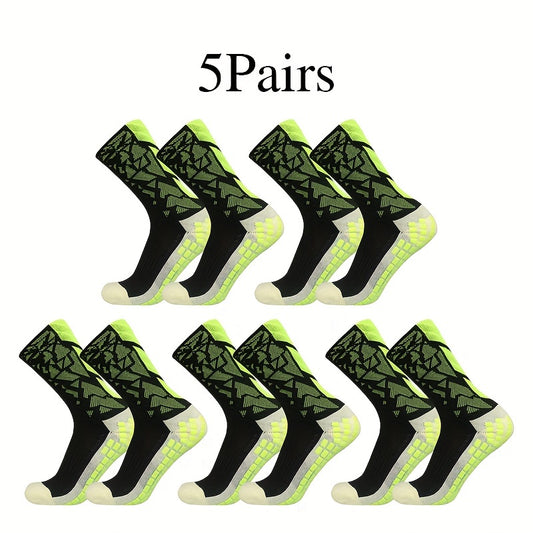 5 Pairs Camo Silicone Soccer Socks Sports Crew Socks Men Women