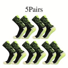 5 Pairs Camo Silicone Soccer Socks Sports Crew Socks Men Women