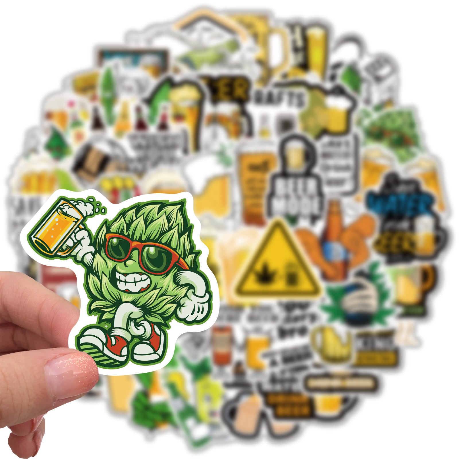 50pcs Beer Waterproof Stickers for Phone Cases Luggage PVC Doodle Decorations