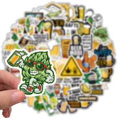 50pcs Beer Waterproof Stickers for Phone Cases Luggage PVC Doodle Decorations