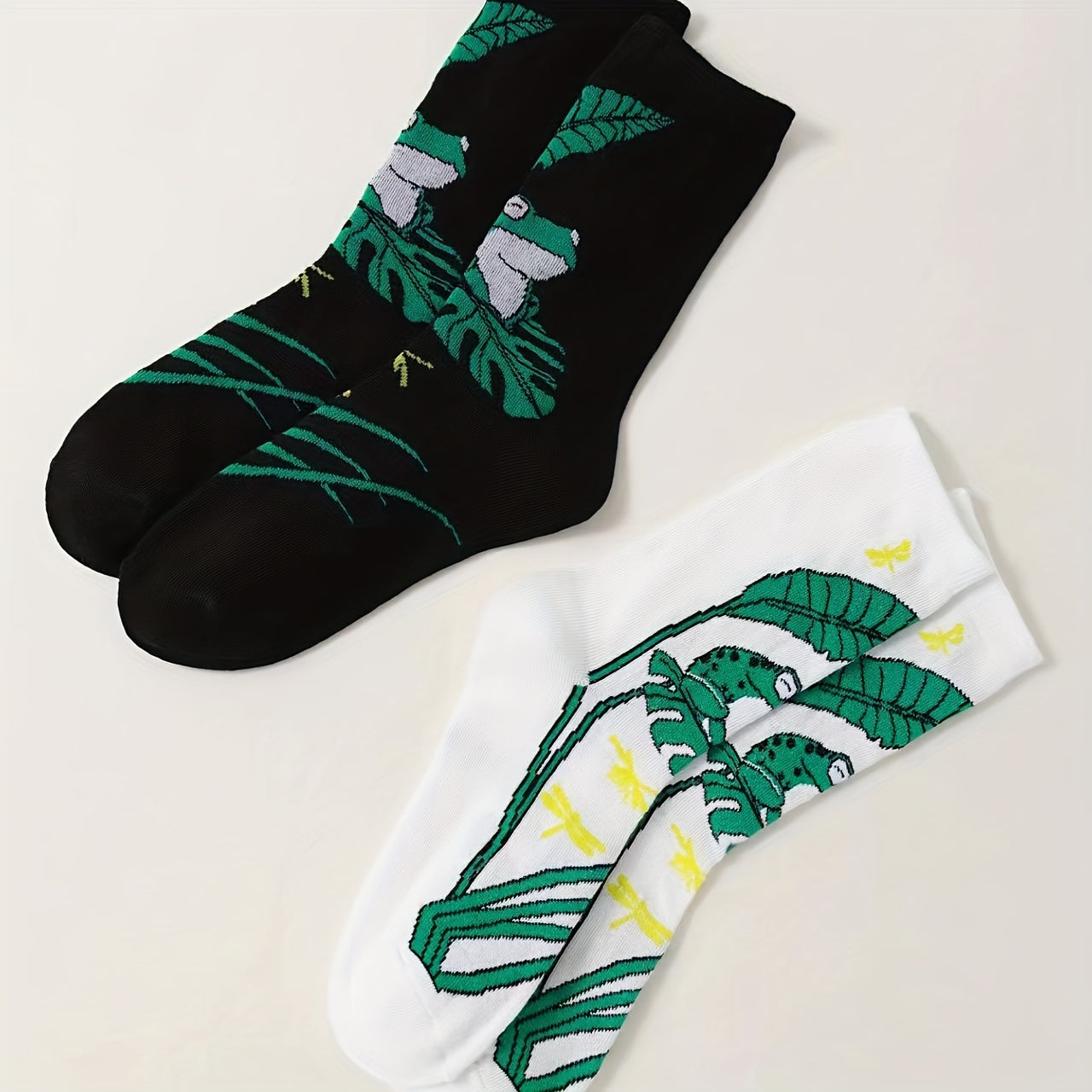 Frog Print Socks 4 Pairs Women's Mid Tube Stockings