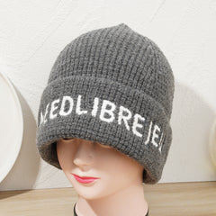 Embroidery Beanie Hat for Women Men Casual Knit