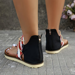 Women's Patriotic Thong Sandals Eagle Pattern Stripe Beach Sandals