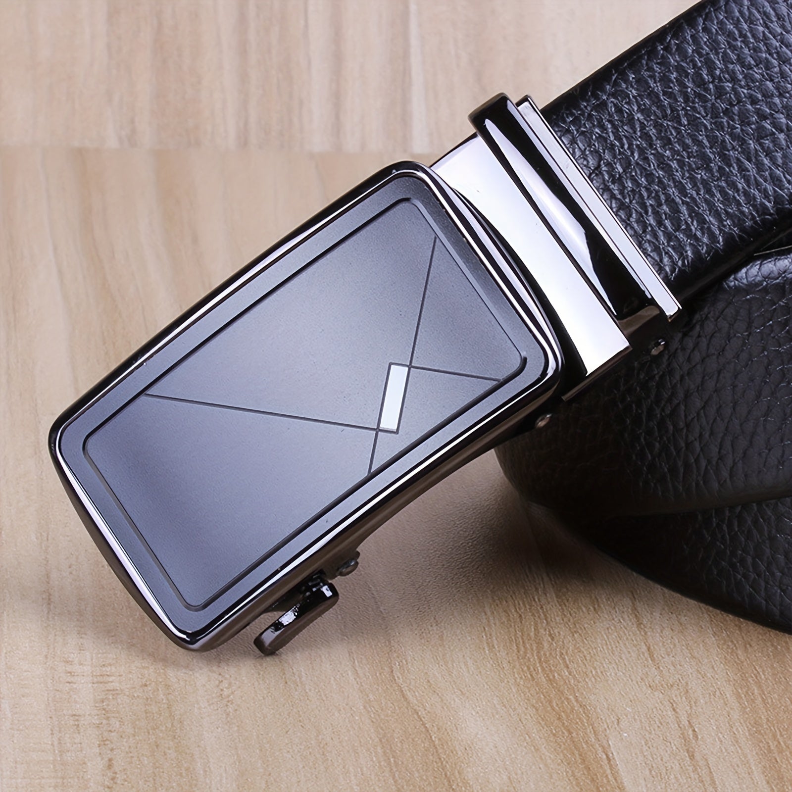 Men's Business Automatic Buckle Two layer Cowhide Belt