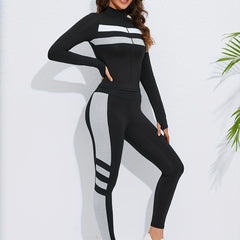 Striped Long Sleeve Top & Trousers for Fitness