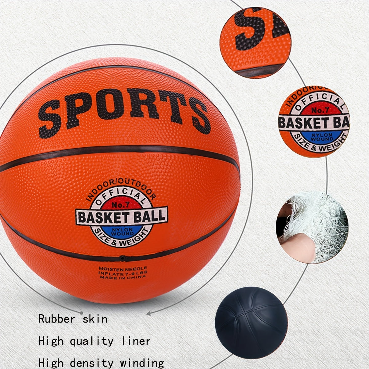 Classic Rubber Basketball for Outdoor Training