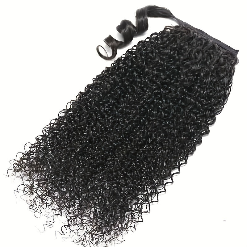 Kinky Curly Human Hair Ponytail Extension 20-32-71-12 cm Natural
