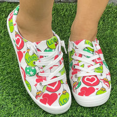 Women's Colorful Love Heart Pattern Skateboard Shoes