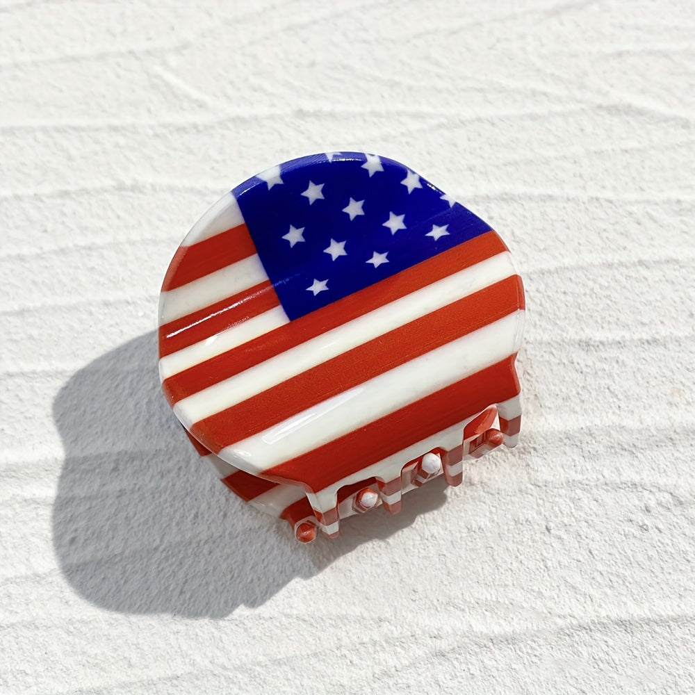 Patriotic Acrylic Hair Claw Clip American Flag Hair Grip Clip Women Independence