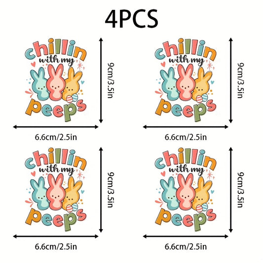 Easter Bunny UV DTF Cup Wraps - Glitter Effect - 4pcs