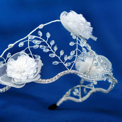 Mesh Flower Headband Rhinestone Hair Band Bridal Accessories
