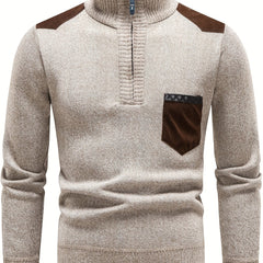 Men's Long Sleeve Turtleneck Knitted Pullover Sweater with Zipper