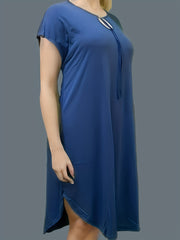 Plus Size Solid Short Batwing Sleeve Maxi Dress