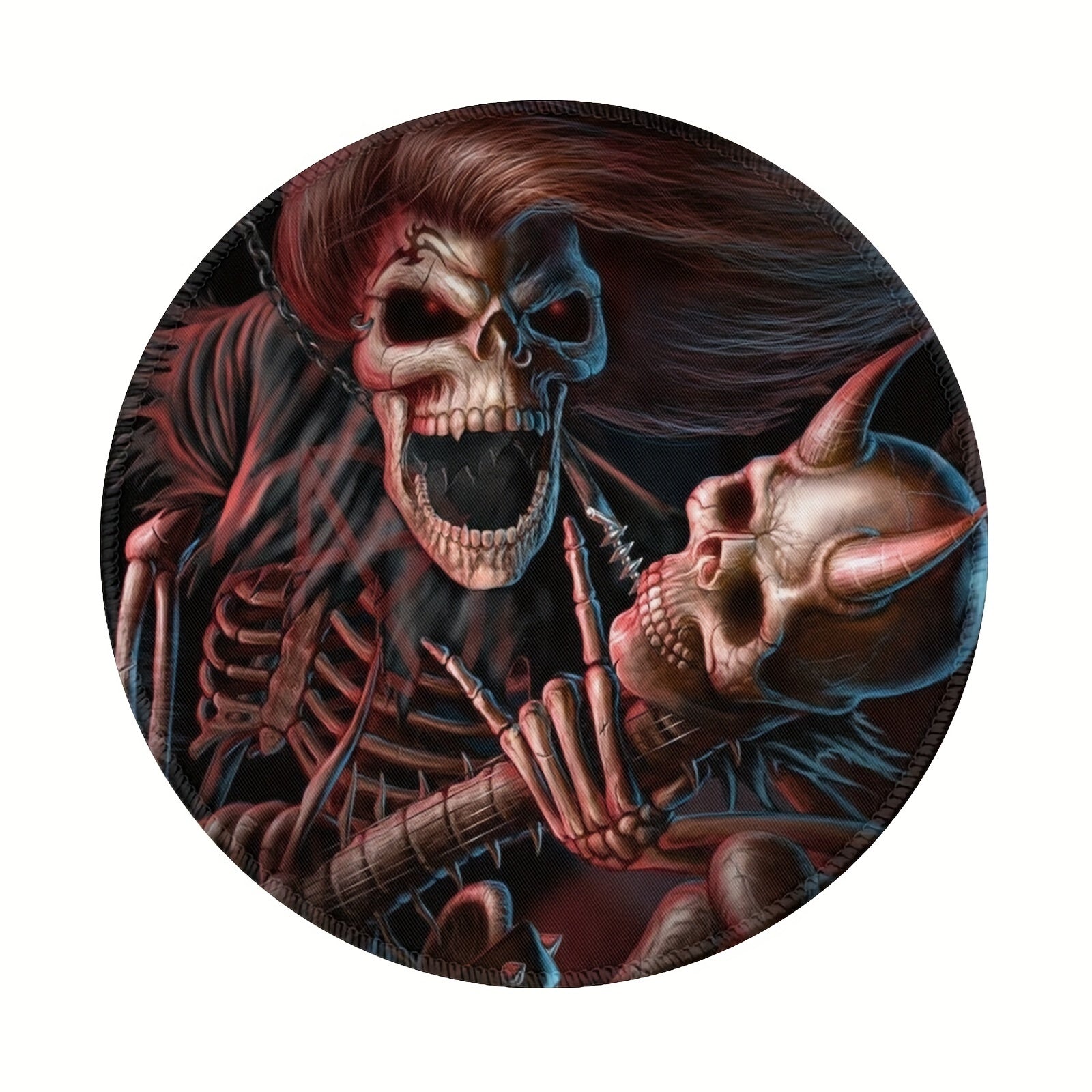 Circular Sewn Edge Mousepad The Old Skull Pattern