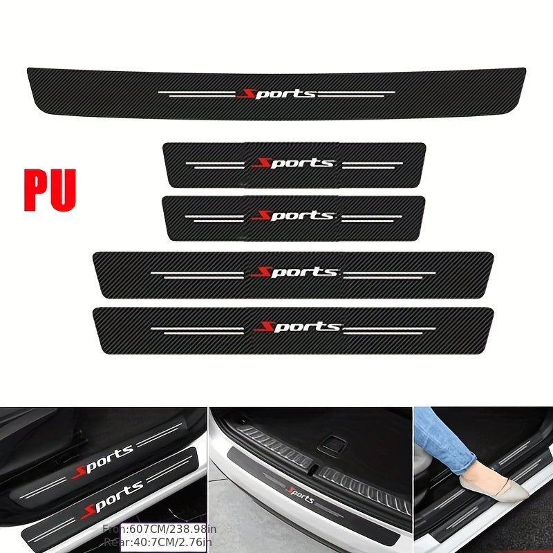 Universal Car Door Sill Scuff Plate Rear Bumper Protector Guard 5pcs