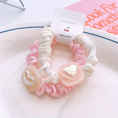 2pcs Bow Hair Ring & Sweet Hair Rope Ties Set