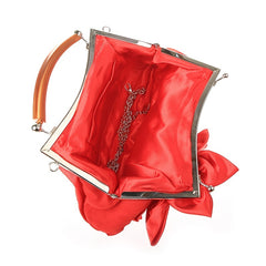 Floral Decor Clutch Bag Ruched Detail Handbag Women's Chain Shoulder Bag