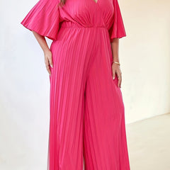 Casual Jumpsuit Women's Solid Half Sleeve Wide Leg