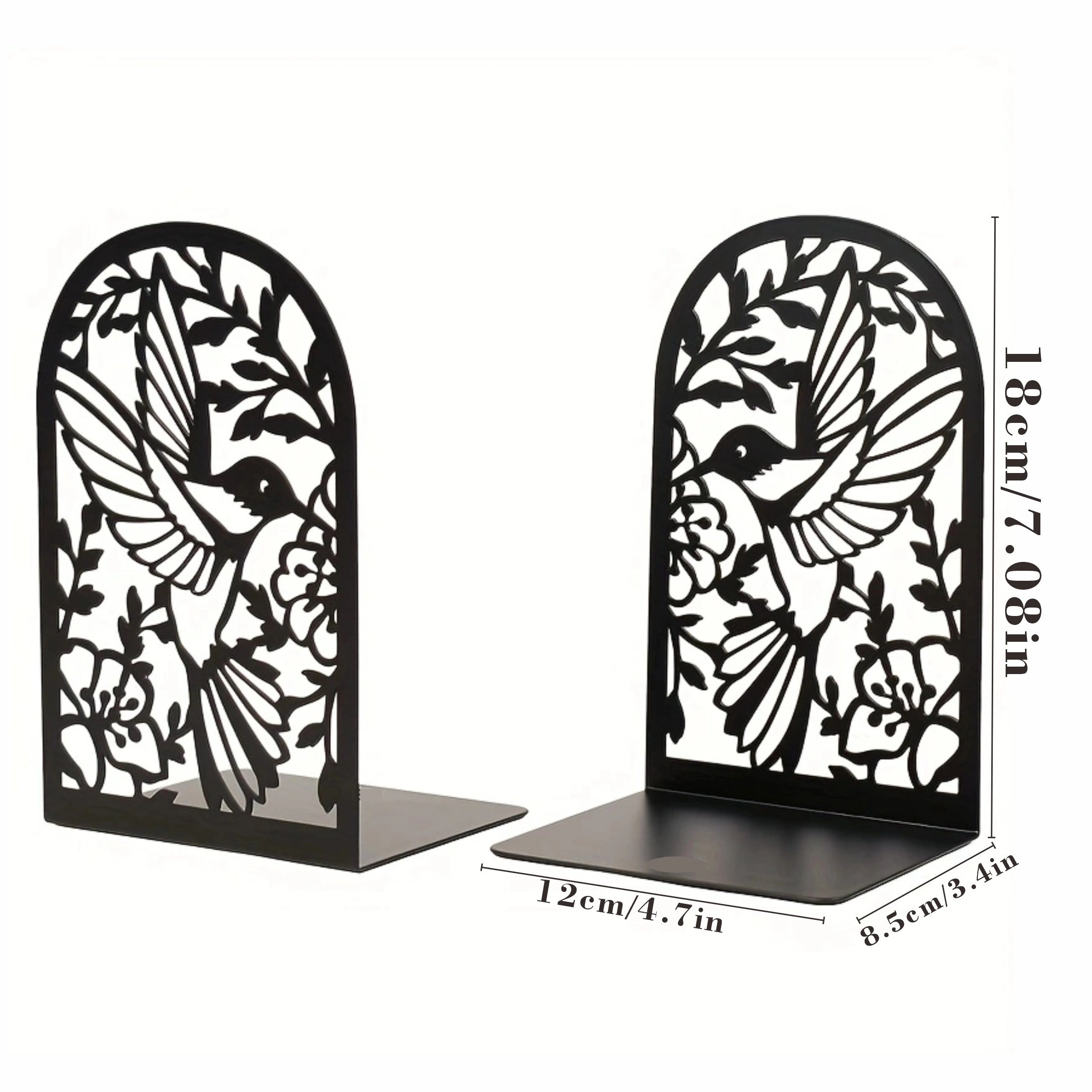Carved Bird Metal Bookends for Student Desktop Storage