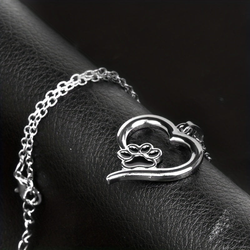 Dog Paw Print Necklace Heart Pet Memorial Gift