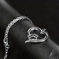 Dog Paw Print Necklace Heart Pet Memorial Gift