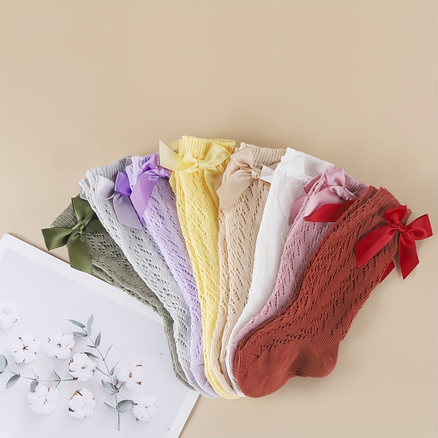5 Pairs Cotton Bow Stockings for Baby Girls 12-36 Months