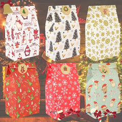 12pcs Christmas Paper Candy Bags with Gift Tag Stickers