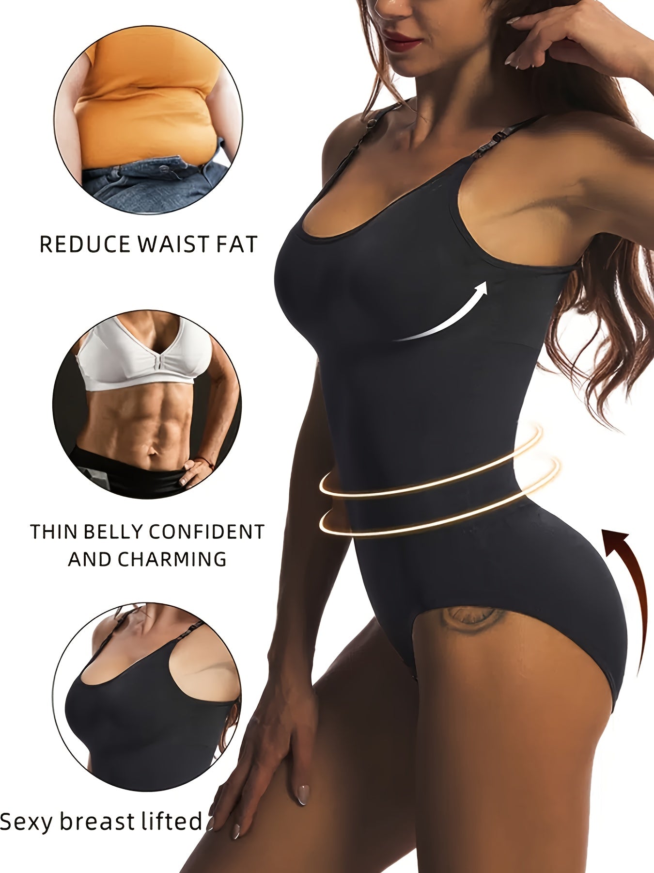 Solid Shaping Bodysuit Tummy Control Butt Lifting Slip Body Shaper Women