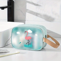 Waterproof Cosmetic Bag PVC Transparent Zippered Toiletry Bag With Handle Strap