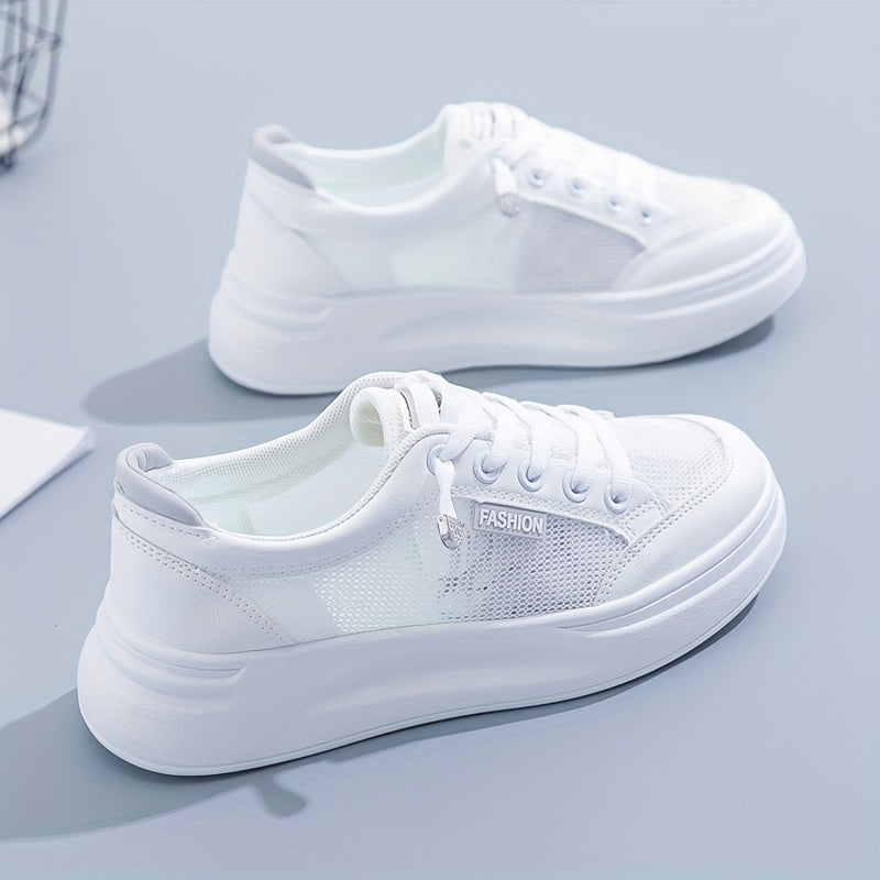 Women's Mesh Platform Sneakers Low Top Casual Skate Shoes