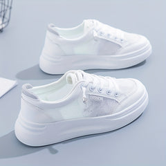 Women's Mesh Platform Sneakers Low Top Casual Skate Shoes