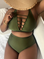 Sexy Cut Out Bikini Set High Stretch Two Piece Set