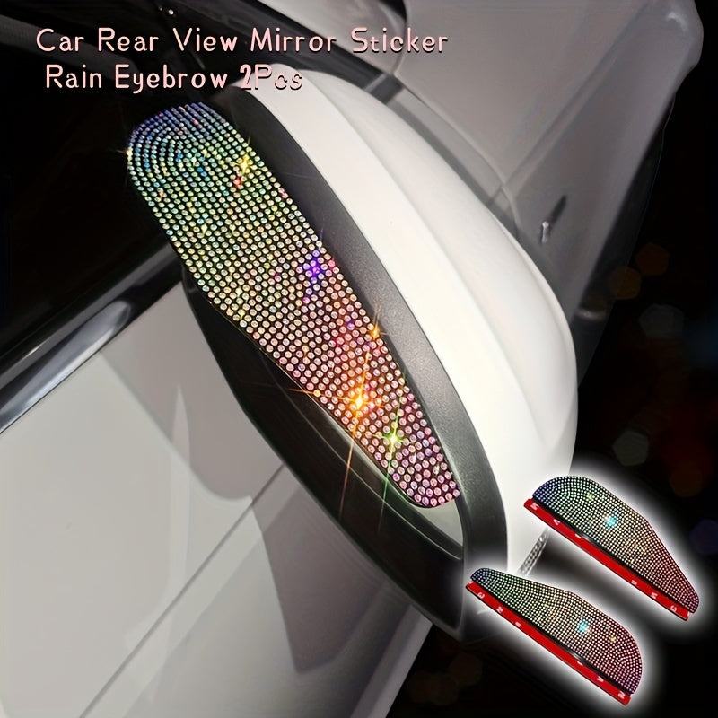 2Pcs Car Rear View Mirror Sticker Rain Eyebrow Visor