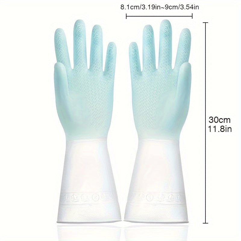 2pcs Set Kitchen Dish Washing Gloves PVC Rubber Silicone Latex