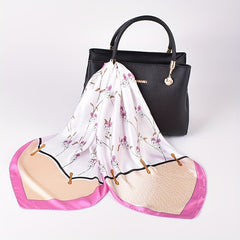 Flower Print Bandana Classic Silk Square Scarf Necke...