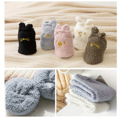 5 Pairs Winter Soft Warm Socks Cozy Fuzzy Socks With Gripper Fluffy Thick