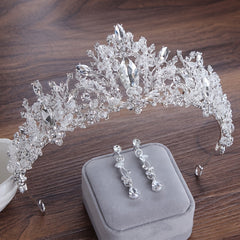 Crystal Bridal Jewelry Set Crown Tiaras Earrings Choker Necklace