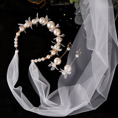 Faux Pearl Flower Headband Hairband Bridal Jewelry Set