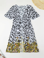 Leopard Print Long Sleeve Cover Up