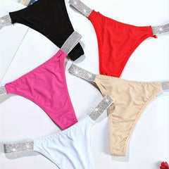 5pcs Colorblock Low Waist Thongs Stretchy Intimates Panties