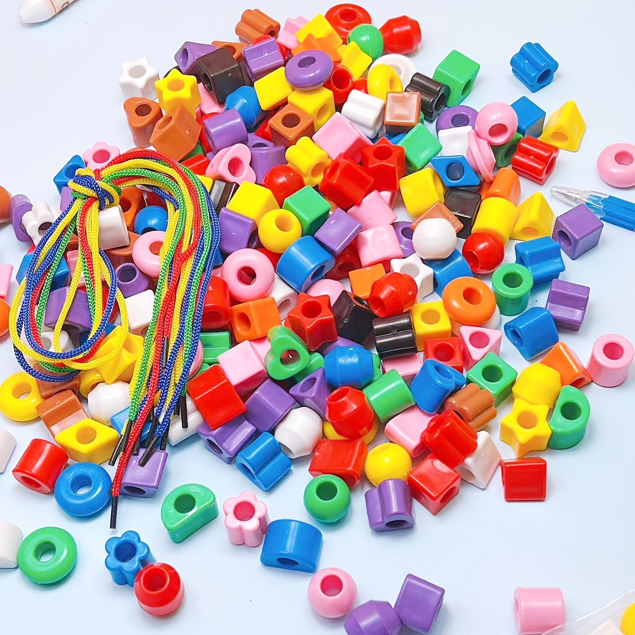 Kids Bead & Block Toys for Concentration Training Random Shapes Mixed